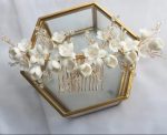 peigne mariage fleurs en céramique