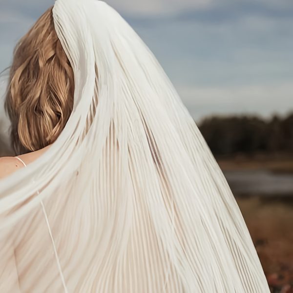 voile de mariée long plissé 3D élégant