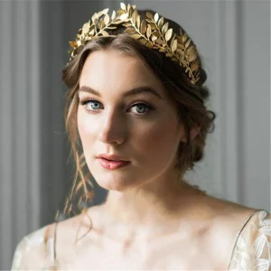 diadème mariage en feuille d'or
