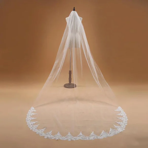 voile de mariée long dentelle fine