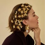 peigne mariée fleurs doré