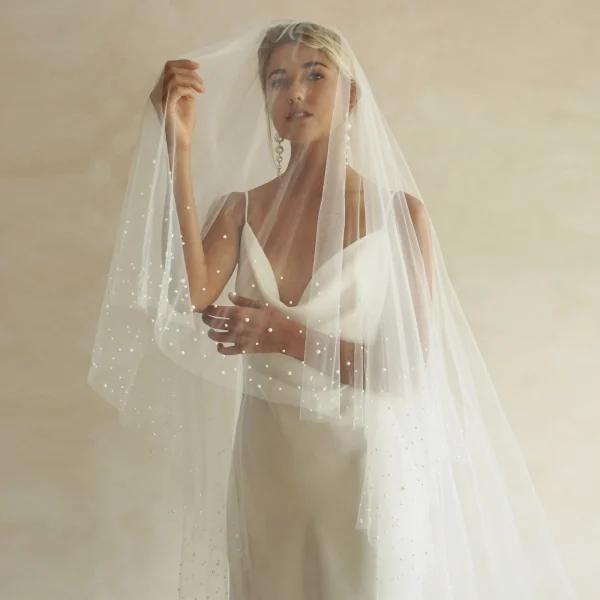 voile de mariée long perlé élégant