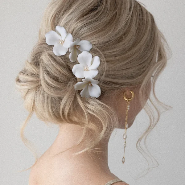 barrette à cheveux mariage fleur céramique
