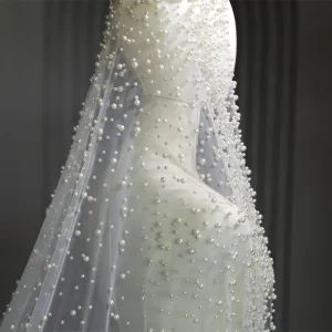 voile de mariage en cascade avec perles