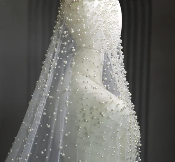 voile de mariage en cascade avec perles