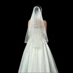 voile de mariée court bord ruban satin