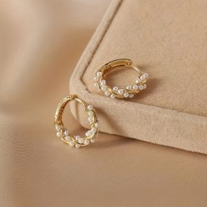 boucles d'oreille mariage tressées perles