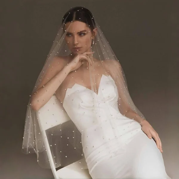 voile de mariée long perles